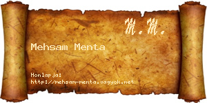 Mehsam Menta névjegykártya